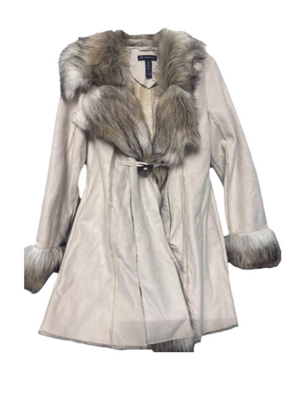 INC International Concepts Faux Suede Faux Fur Coat Jacket Size M